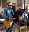 BK @ Goldentone December 2011 w Cassandra Cassie Les Paul Classic LP honeyburst shades studio.jpg