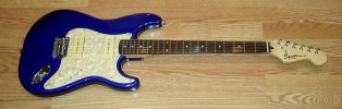 Blue partscaster Squier P-90 P90 Strat Pearl.jpg