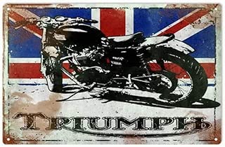 Fashion Triumph Motorcycle with British Flag Metal Logo Metal Painting Vintage Tin Signs Framed Wall Art Home Decor Pub 8 X 12 Inches by weytfghf